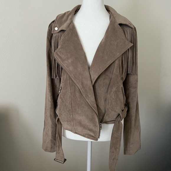 MOON RIVER by Anthropologie | Tan Suede Fringe Cowgirl Jacket - Picture 4 of 14